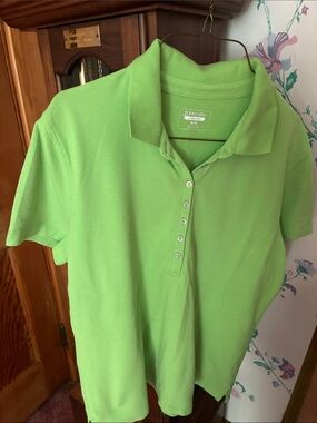 St.Johns Bay Lime Green Women's Polo Shirt with Button Placket